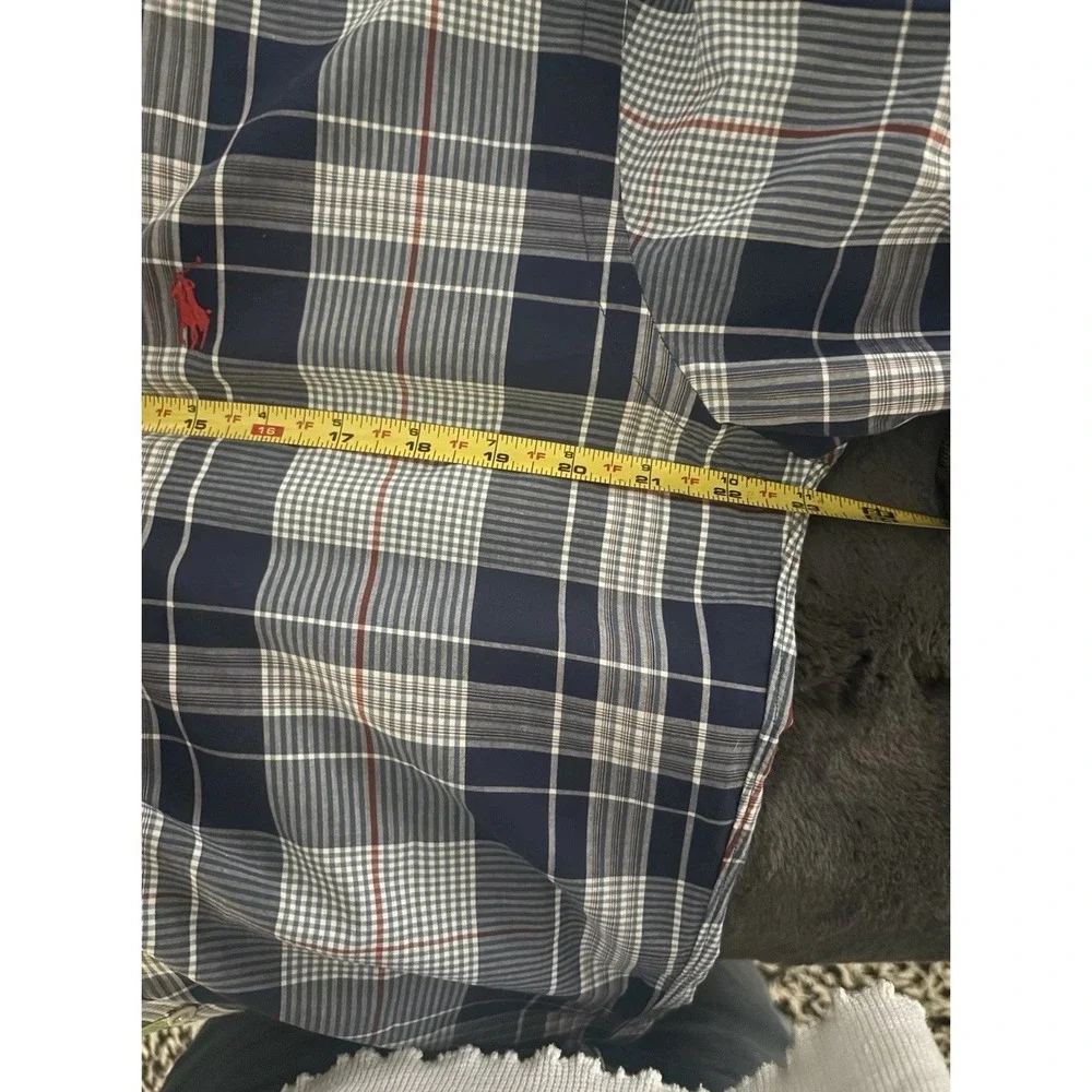 Polo Ralph LAUREN Large 15 -34  Button Down Plaid Long Sleeve Oxford Sport Shirt